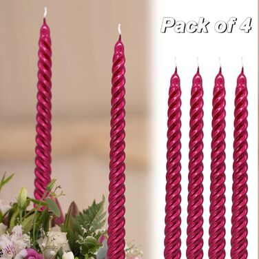 Набір з 4 конічних спіральних свічок 2 х 25,5 см, червоний Alederways