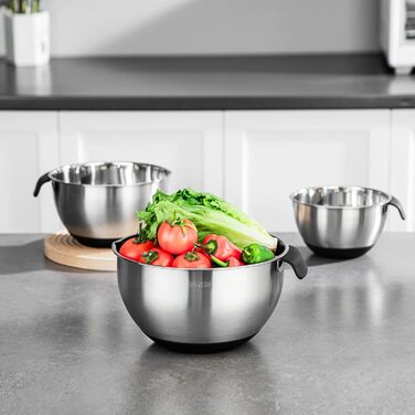 Набір мисок з нержавіючої сталі, 5 предметів з кришкою, миска для змішування з 3 терками, 5 л 3 л 2 л 1,5 л 1,5 л 1 л Velaze