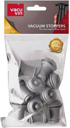 Пробки вакуумні для пляшок з вином, набір 10 предметів, сірі Vacu Vin