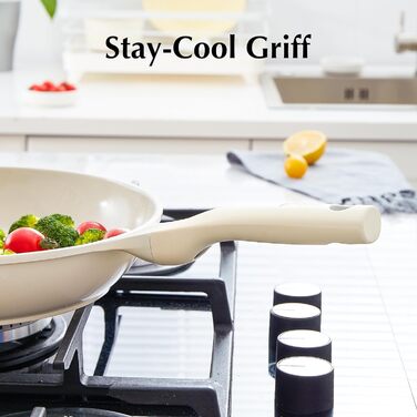 Сковорідки Redchef Керамічна сковорідка 26 см Керамічне покриття Сковорідка Сковорідка Сковорідка для індукції Міцне антипригарне покриття Керамічна сковорідка Без PTFE Без PFOA Без PFAS Бежева (з кришкою, 202428 см)