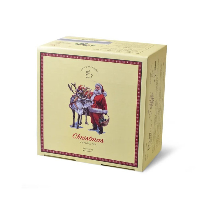 Чашка Fissman CHRISTMAS 400 мл фарфор с блюдцем (13796)