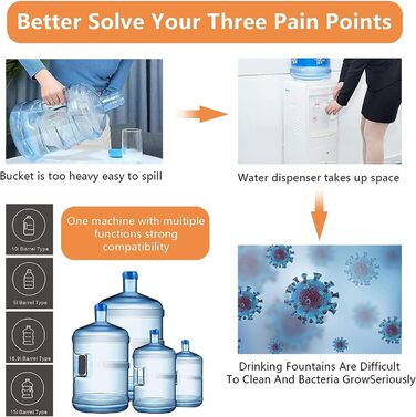 Насос для пляшок з водою на 5 галонів 4 Вт чорний ZHITING