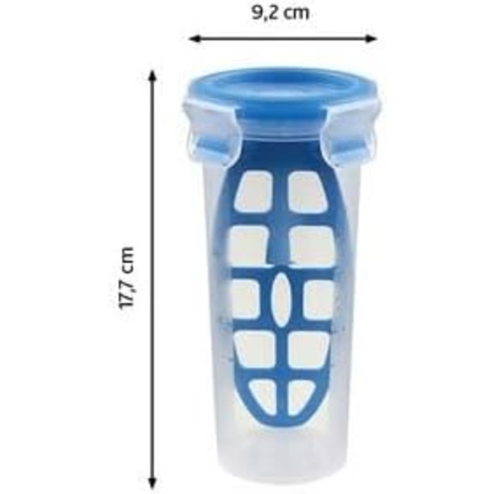 Набір контейнерів для зберігання продуктів EMSA Clip & Close, прямокутні, 5 x 0,8 л, коробки для зберігання, 100 герметичні, придатні для миття в посудомийній машині, морозильної камери та мікрохвильової печі, прозорі, сині, зроблені в Німеччині, N10307 (