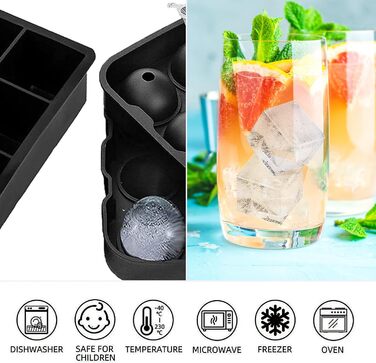 Силіконовий форма для кубиків льоду 2 шт з 6 відділеннями чорний OVBOVA