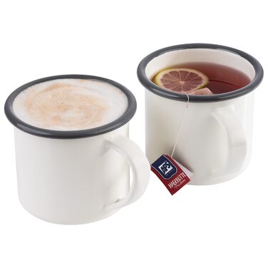 Набір з 2 емальованих кухлів 0,35 л, кремово-білий із сірим обідком Emaille APS