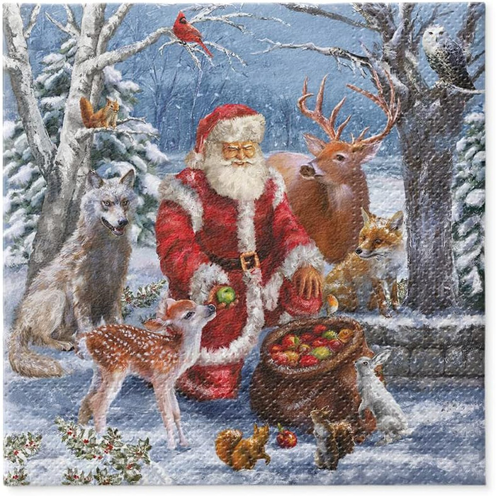 Серветки 3-шарові (33 x 33 см) I 20 шт. I Різнокольорові паперові серветки, ідеальні для різдвяного столу I Серветки - Різдво, зима, зірки, сніг, сніговики I (Подарунки від Санти)