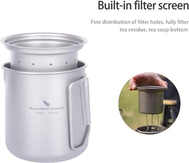 Мл Титановий чайник Кемпінг Кава Чайник Легкий чайник для баріста Кавоварка Подорожі на свіжому повітрі Пікнік Піші прогулянки Сад Багаття Піч Верхній чайник швидкого заварювання Ti3128D (Ti3128d 1,5 л чайник і 500 мл чайник і набір чашок 120 мл і 180 мл)