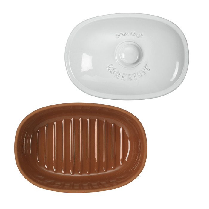 Горщик для зберігання хліба овальний 30 х 21 х 15 см білий Römertopf