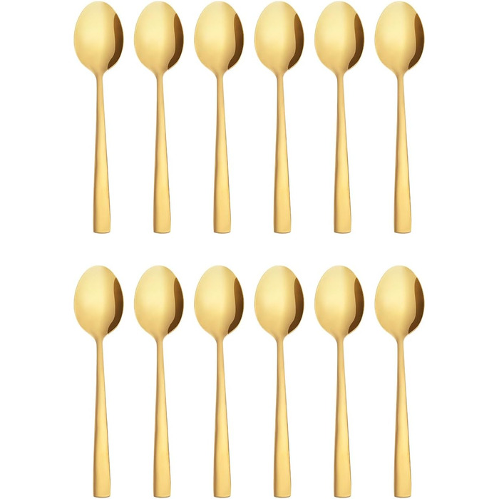 Набір із 6 десертних ложок - маленькі ложки, кавові ложки, нержавіюча сталь, 15,3 см, можна мити в посудомийній машині, елегантний та сучасний дизайн (золотий, 12 шт. )