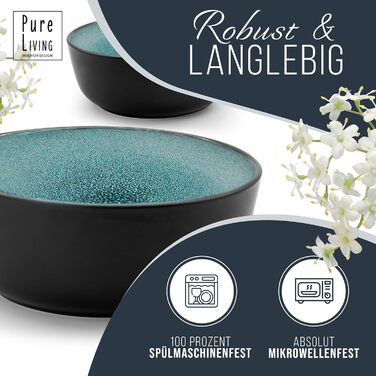 Набір посуду з керамограніту на 6 персон, 24 предмети, чорний/петролевий Ibiza Pure Living