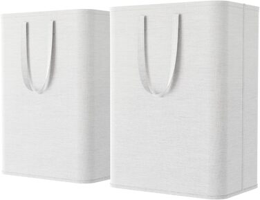 Кошик для білизни Lifewit з 2 предметів 80 л Мішок для білизни, Ящик для білизни Контейнер для білизни Збірник білизни Комод для білизни Кошики для білизни для квартири, гуртожитку, каравану Пральня, білий 2 x 80 л