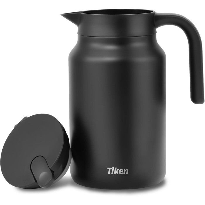 Термоглечик для кави 1,5 л з нержавіючої сталі, матовий чорний Tiken