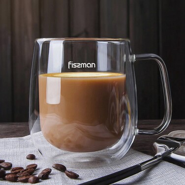 Набір з 2-х кухлів Fissman LUNGO 300 мл з подвійними стінками (6442)