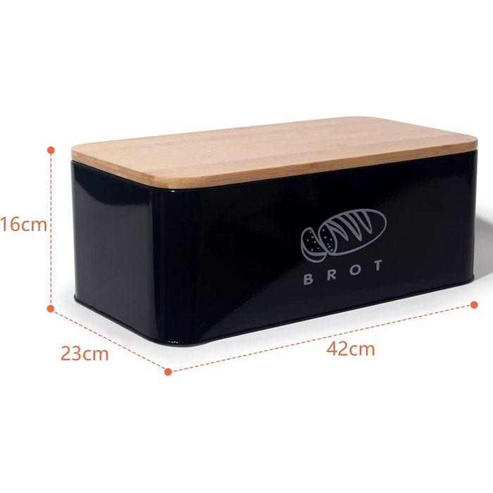 Хлібниця з кришкою 42 х 23 х 16 см чорний Theo&Cleo