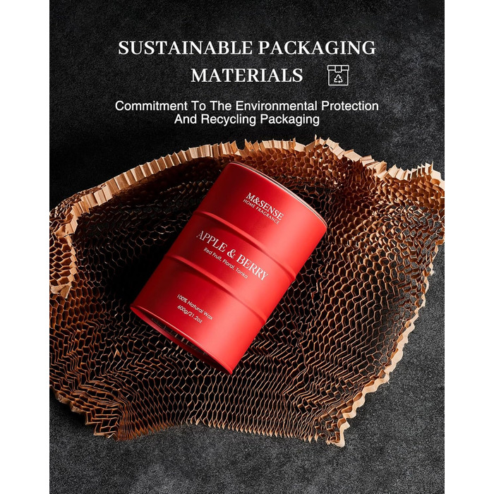 Ароматичні свічки M&SENSE з натурального соєвого воску, натуральна соєва свічка для домашнього декору, тривалий час горіння до 70 годин, класні подарунки зі свічками для чоловіків та жінок (600 г, яблуко-ягідний)