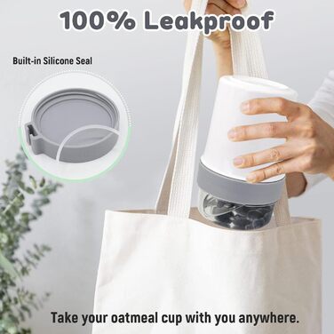 Стаканчик для пластівців 870 мл з ложкою та щіточкою, білий Forbabe