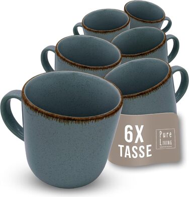 Набор посуды из керамогранита на 6 персон рустик 24 предм. - Набор посуды в деревенском стиле, можно мыть в посудомоечной машине - Набор мисок и тарелок - Посуда Pure Living (кружка (6x), дымчато-синий)
