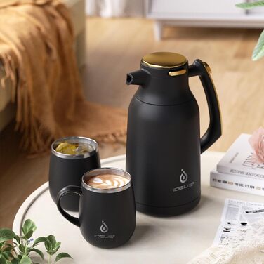 Термос-кавник 2 л, чорний/золотистий Ideus