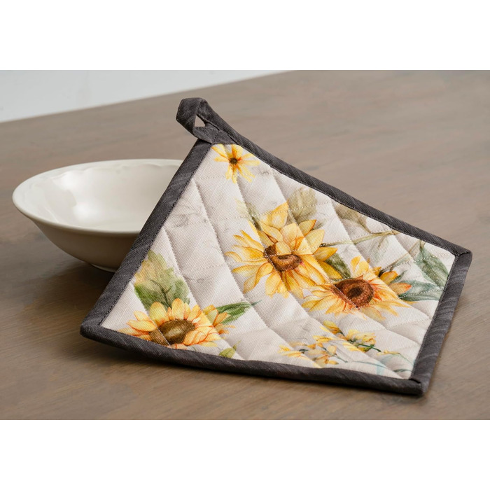 Рукавички для духовки Maison d&39 Hermine, Прихватки для каструль, 100 бавовна, термостійкі кухонні рукавички, рукавички для духовки (19 x 33 см) та прихватки для каструль (20 x 20 см) для приготування їжі, Morzine - Рукавички для духовки (19 x 33 см) та 