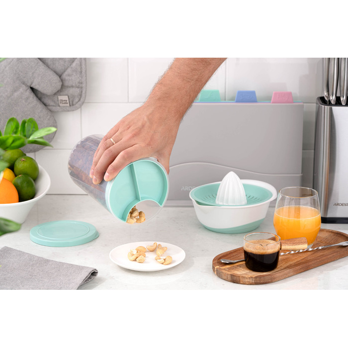 ARDESTO Контейнер для сипучих Fresh 3 в 1, 3 х 0,75 л, тіффані, пластик