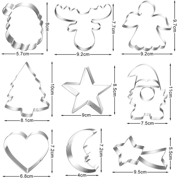 Різдвяні формочки для печива, набір формочок для печива гном Санта Клаус, формочка для печива з нержавіючої сталі у формі лося, формочка для печива з 4 головами лося, подарункові формочки для печива для випікання помадних тортів (барвиста тема A6)