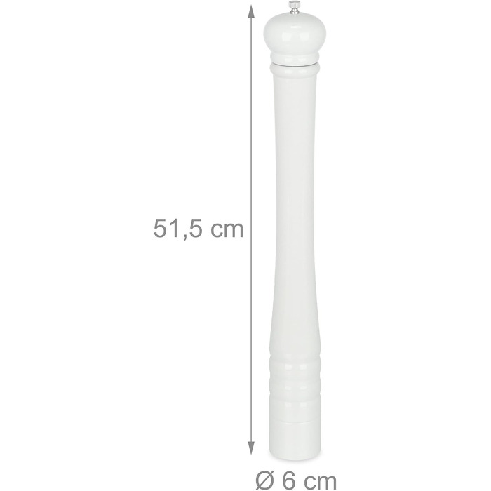 Дерев'яний млин для перцю та солі 51,5 см білий Relaxdays