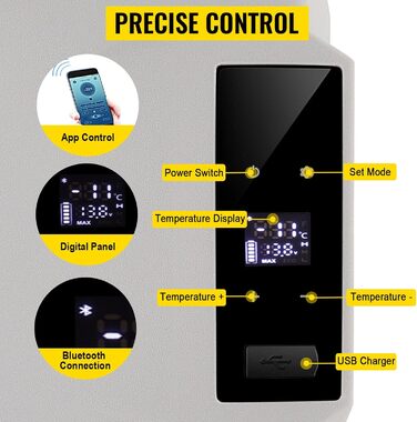 Автомобільний холодильник VEVOR 35L, компресорний холодильник, коробка-холодильник з нержавіючої сталі, ізольована коробка для свят, міні-холодильник, автомобільний холодильник з розеткою 35L (30L)