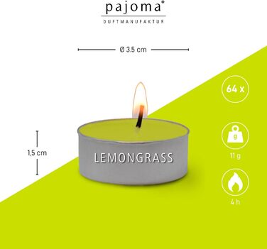 Ароматичних чайних свічок 3x30 шт. ароматичні свічки багато ароматів на вибір висота 1,5 см, Ø 3,5 см (лемонграс, упаковка 8 x 8), 90