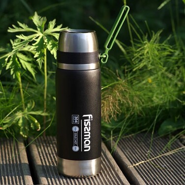Термос Fissman 600 мл колір чорний нержавіюча сталь (9875)