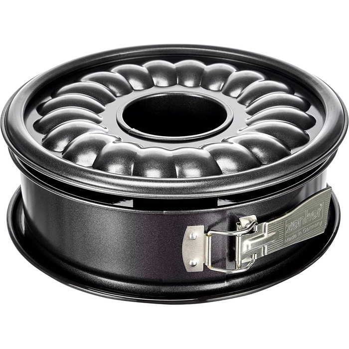 Форма для выпечки Zenker 7004 Ø 26 см DELUXE, форма для выпечки с эмалированным плоским и трубчатым дном из листовой стали, круглая форма для выпечки с очень высоким бортиком (цвет черный металлик), количество