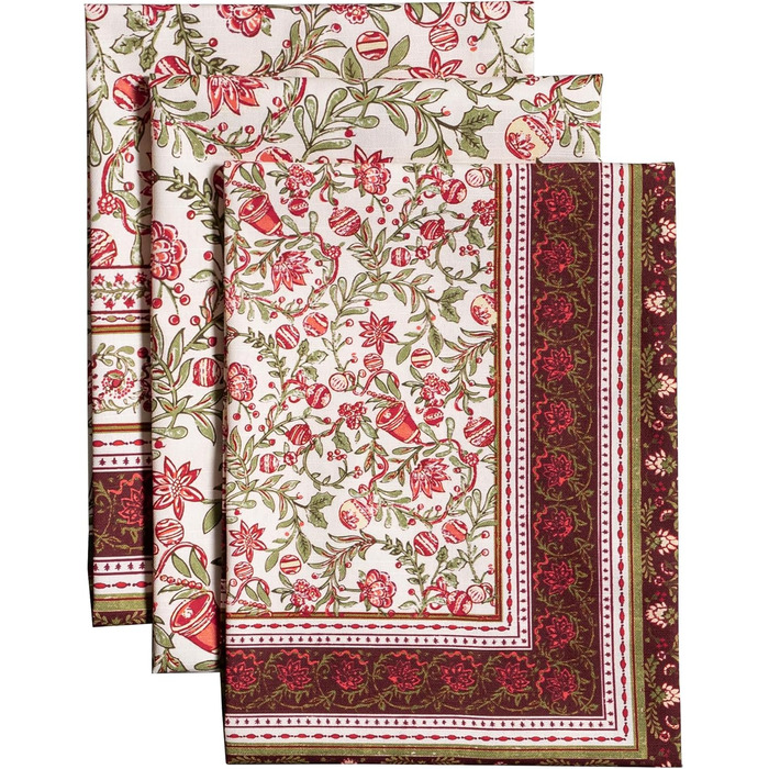 Набір з 3 багатоцільових кухонних рушників Maison d&39 Hermine Rural Christmas, 100 бавовна Барні рушники День подяки/Різдво (50 см x 70 см) (13 - Reveillon Au Jardin)