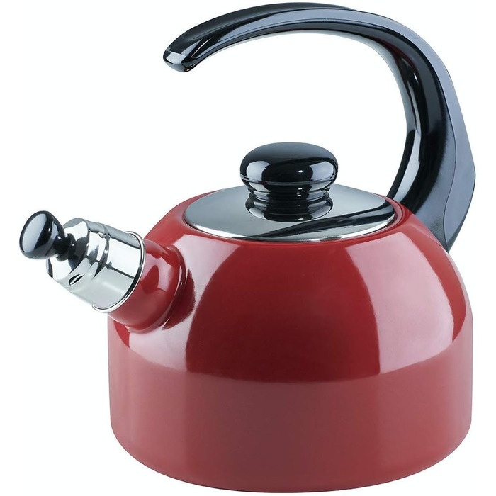 Чайник-флейта Plus, CLASSIC - КОЛІР ЧЕРВОНИЙ, діаметр 18 см, висота 21,7 см, ємність 2 літри, емальована, емальована 3 рази, червоний/чорний, індукційний 21,7 см Червоний, 0543-020