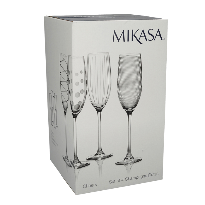 Набор бокалов для шампанского Mikasa CHEERS, стекло, 250 мл, 4 пр.