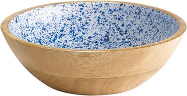 Піднос/тарілка Манго, дерево манго, внутрішнє епоксидне покриття, Ø 35,5 см Ø 35,5 см, висота 2,5 см (біло-блакитний, Ø 24 см, висота 7,5 см), 1058