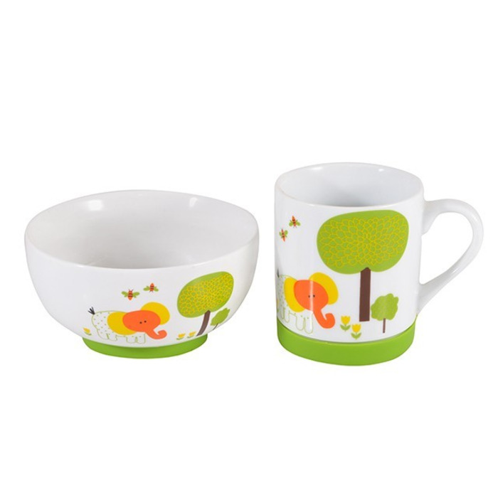 Миска і кружка Fissman 15x5 см 320 мл; 200 мл Слоненя (9368)