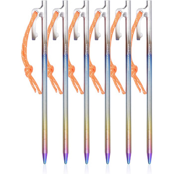 Кілочки з титанового сплаву 7 мм Надміцні цвяхи для намету Барвисті шліфовані цвяхи Міцні кемпінгові шпильки Садові кілки Кілочки для кемпінгу Тент Туристичний брезент 20 см / 24 см / 30 см / 35 см / 40 см 6 / 8 шт. / лот Ti4013P (20 см 6 шт. / лот Ti4013