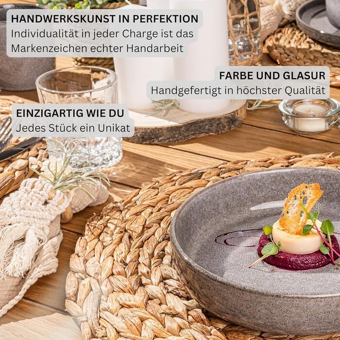 Комбінований сервіз на 6 персон, набір тарілок кавовий кухоль макаронна миска 30 шт. , набір посуду з кераміки посудомийна машина - мікрохвильова піч - стійкий до подряпин, набір посуду з кераміки КОЛЕКЦІЯ ЦІННОСТЕЙ (Cairo moon сірий, макаронні миски 4 шт