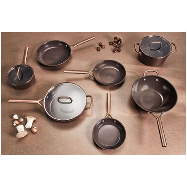 Сковорода вок 30 см зі скляною кришкою, коричнева Milano Zwilling