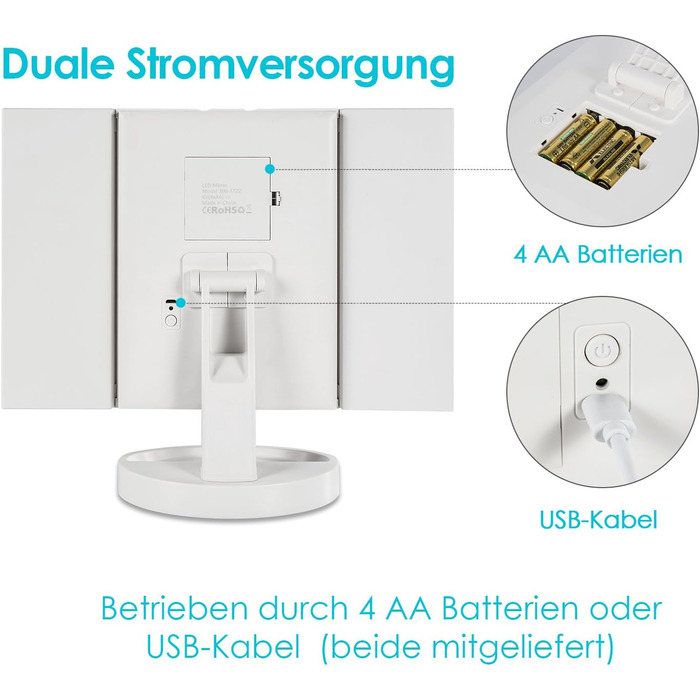 Дзеркало косметичне настільне з підсвічуванням та 10-кратним збільшенням Vialex