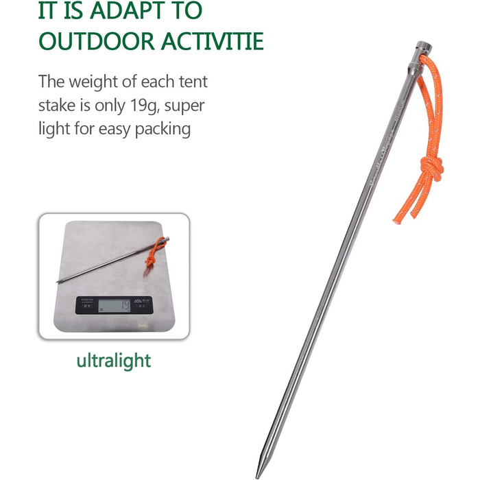 Титанові кілочки для намету довжиною 20 см 8 шт. Ti4006P iBasingo