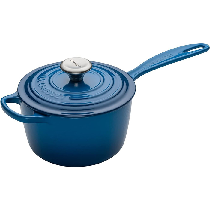 Чавунний сотейник Ø 16 см, 1,5 л з кришкою, синій Марсель Signature Le Creuset
