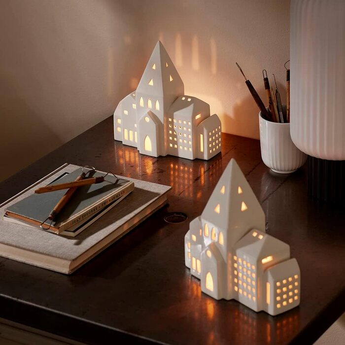 Свічник-будиночок для чайних свічок 21 см білий Lichthaus City Urbania Kähler