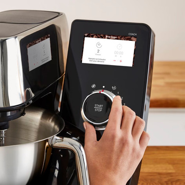 Tefal Кухонна машина I-Coach Touch, 1200Вт, чаша-метал, корпус-метал+пластик, дисплей, насадок-3, підкл. до смартфону, чорний