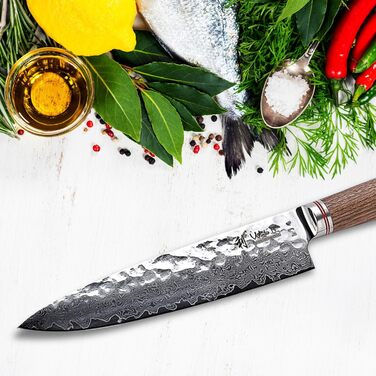 Ніж кухарський 20 см, дамаська сталь Wakoli