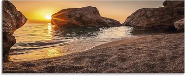 Настінний декор скляні картини настінна картина скляна картина цільна 40x40 см квадрат пляж море сонце карибський басейн природа пейзаж узбережжя схід сонця морський S7LE (захід сонця, затока, 125Д x 50Ш см)