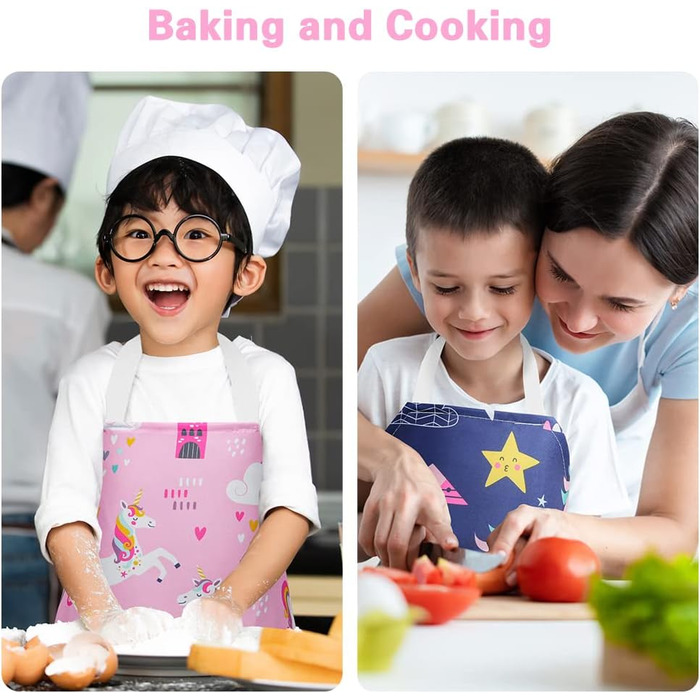 Набір дитячих фартухів 2 шт 45 х 52 см темно-синій рожевий HOTUT