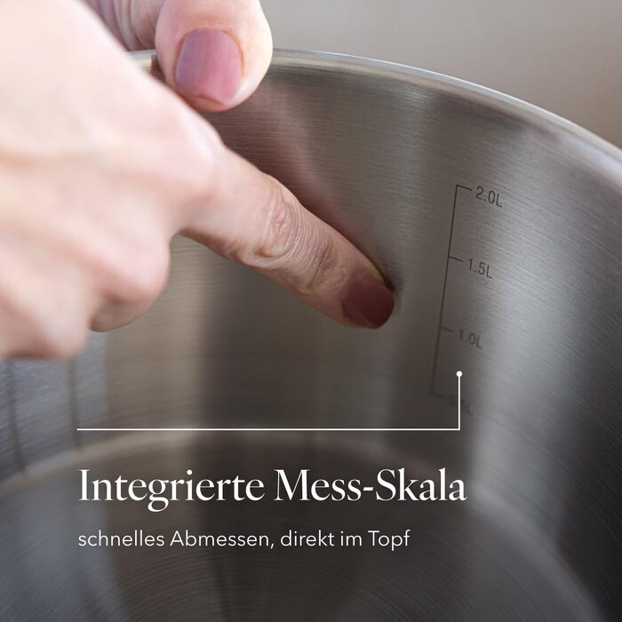 Набір посуду FLORINA OLIVER 4 предмети Нержавіюча сталь 18/0 Кришка із загартованого скла Для індукційних, газових, електричних та керамічних варильних поверхонь Можна мити в посудомийній машині Високоякісний набір посуду для кожної кухні, 8 предметів Oli