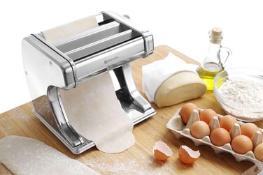 Машина для пасти HENDI, електрична, для приготування свіжої пасти, качалка, тальятелле, фетучіні, 7 регульованих швидкостей 0,2-2,5 мм, 258 x 218 x (В) 232 мм, нержавіюча сталь, 224847 Срібний 1