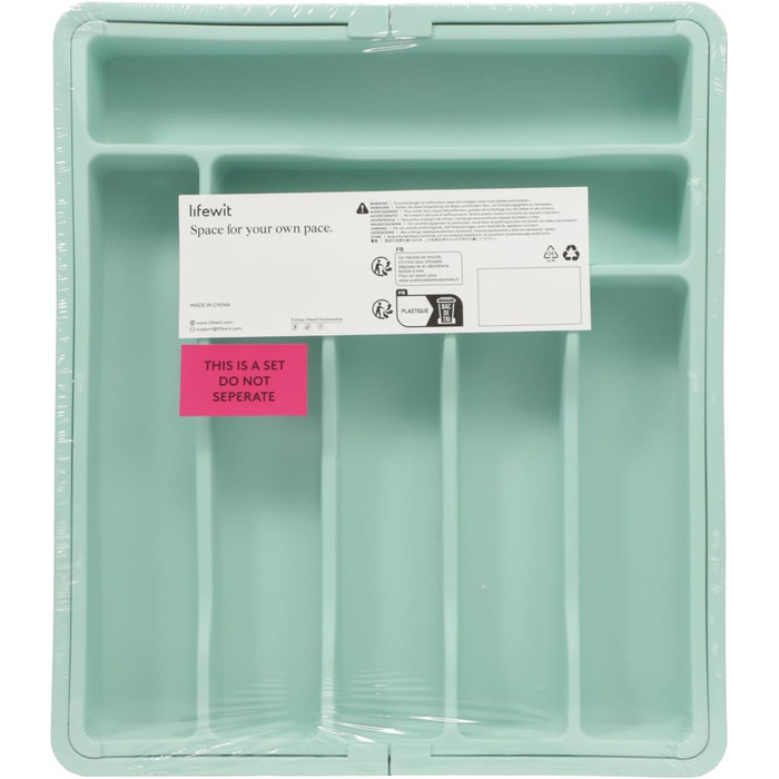 Органайзер для столових приборів 57 х 38 см для шухляд, 9 відділень, бірюзовий Lifewit