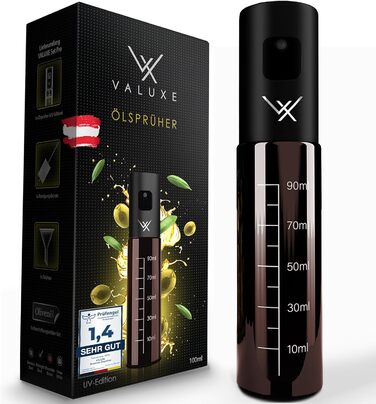 Масляный распылитель для растительного масла и уксуса с защитой от ультрафиолета Стекло и распылительный фильтр - Бутылка с распылителем масла из нержавеющей стали - Точный распылитель оливкового масла, распылитель масла, распылитель масла (темно-черный)